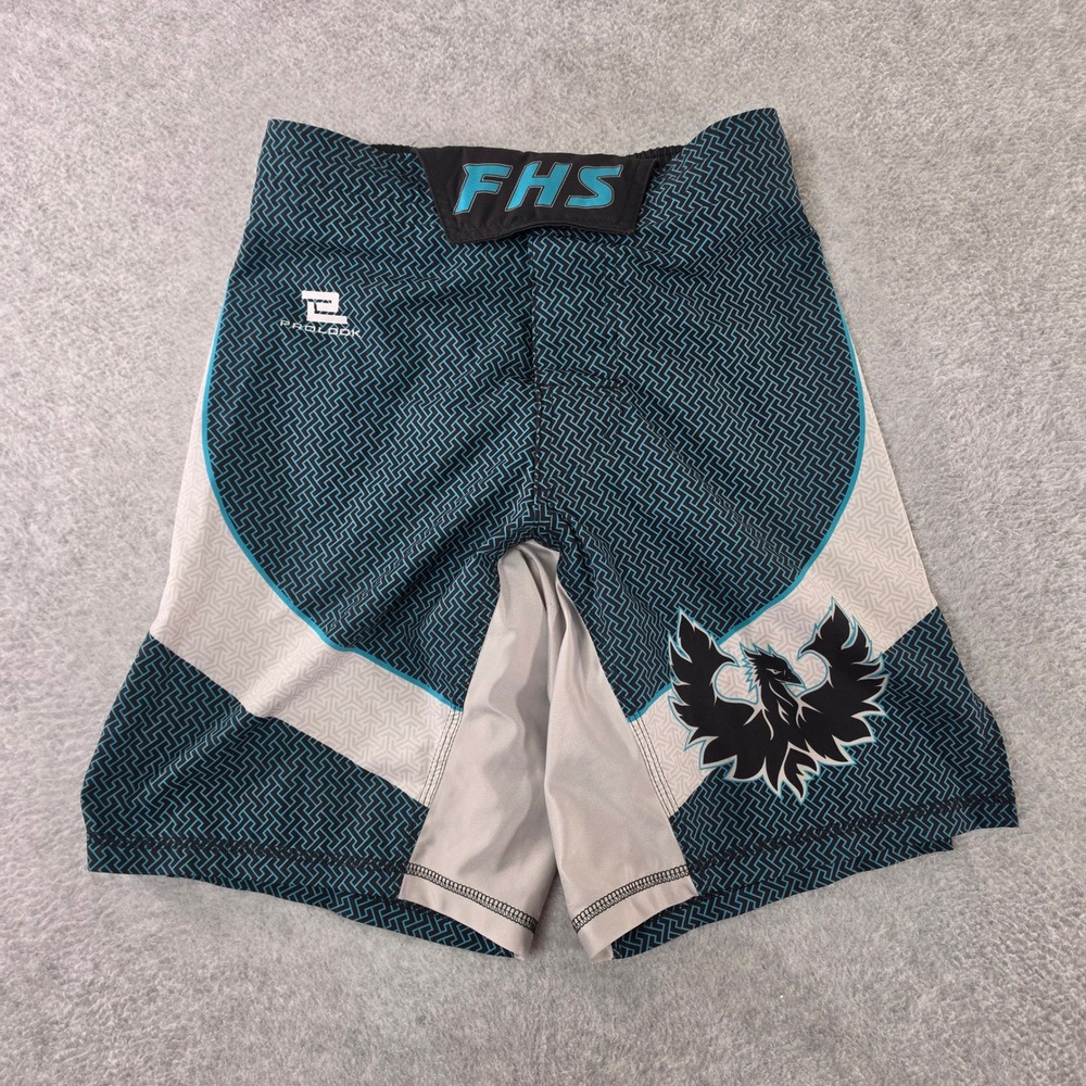 Prolook FHS Phoenix Arise Teal Black Geometric Athletic Wrestling Shorts Mens S